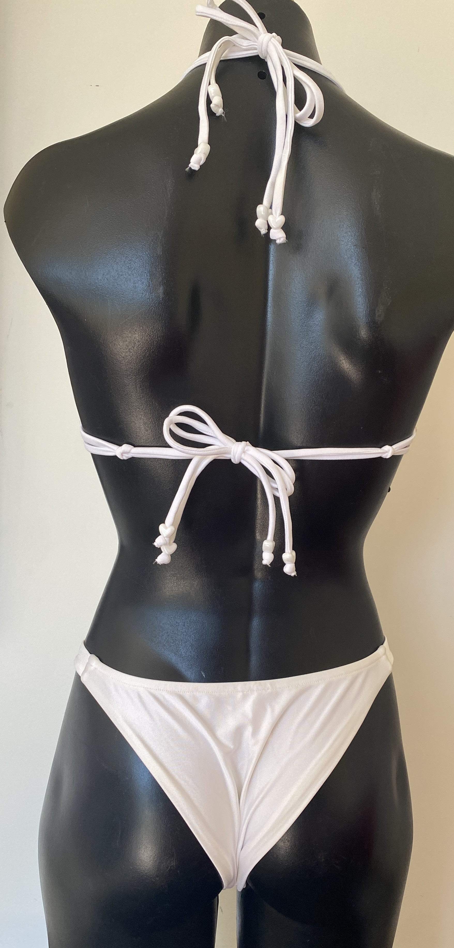 MissManeater WHITE Reef Knot Bandeau Tab Side Designer Swimsuit