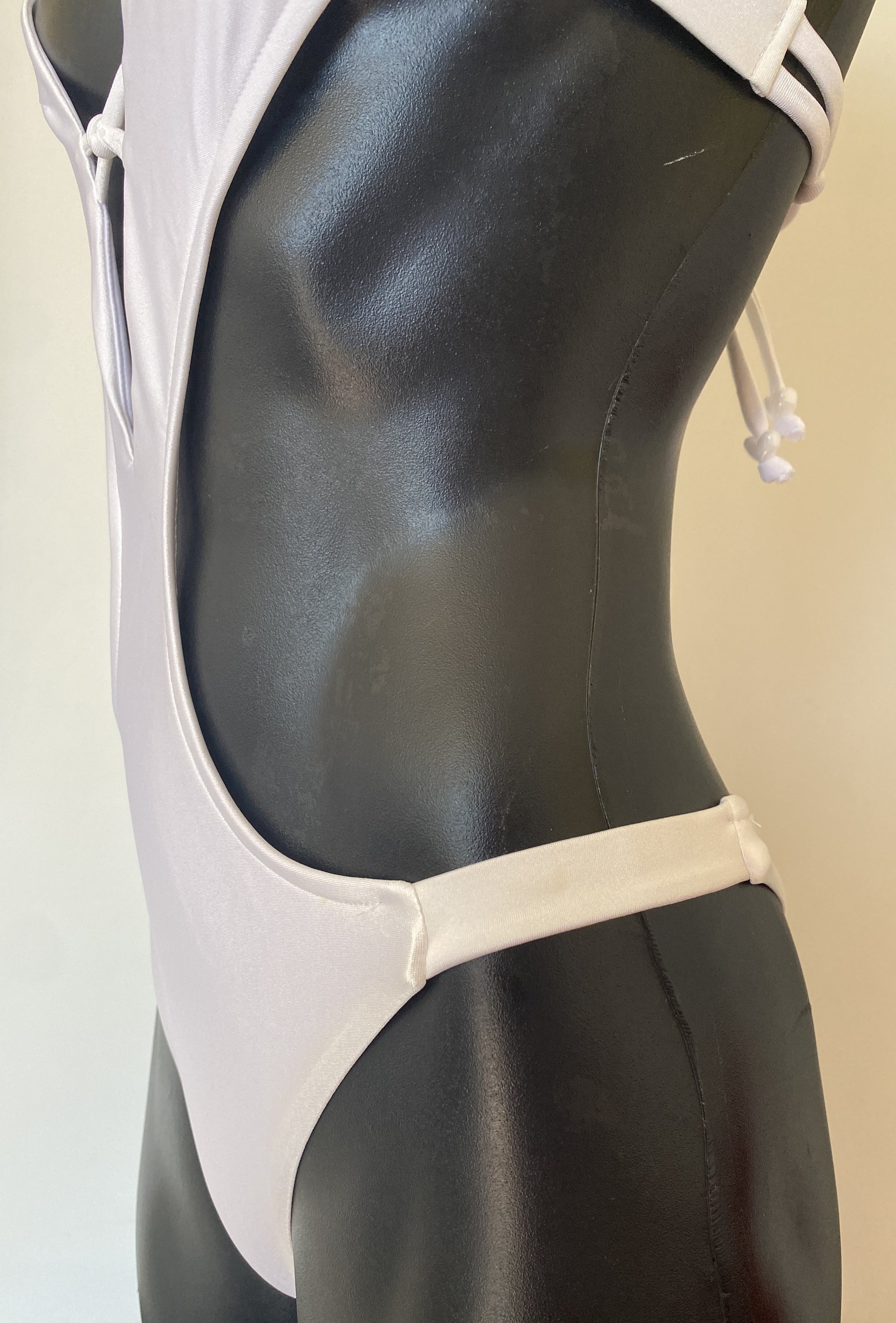 MissManeater WHITE Reef Knot Bandeau Tab Side Designer Swimsuit