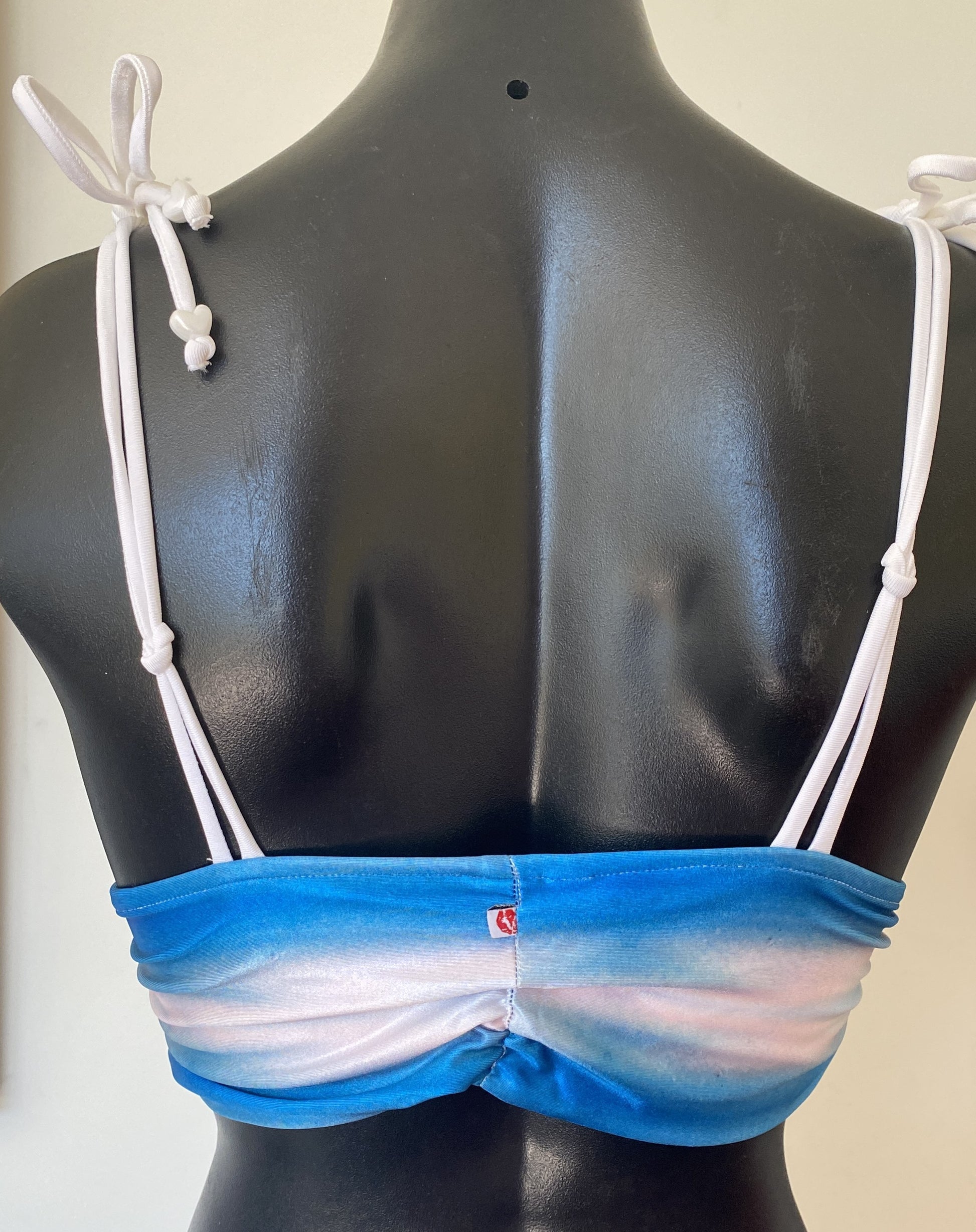 Back view of Miss Maneater SHARKskin bralette bikini top with reef knot straps Australian made swimwear